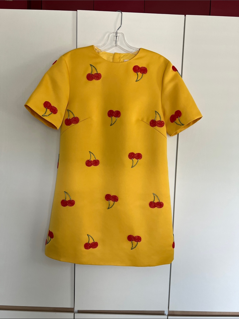 LEO LIN 
Yellow Cherry Embroidered Dress